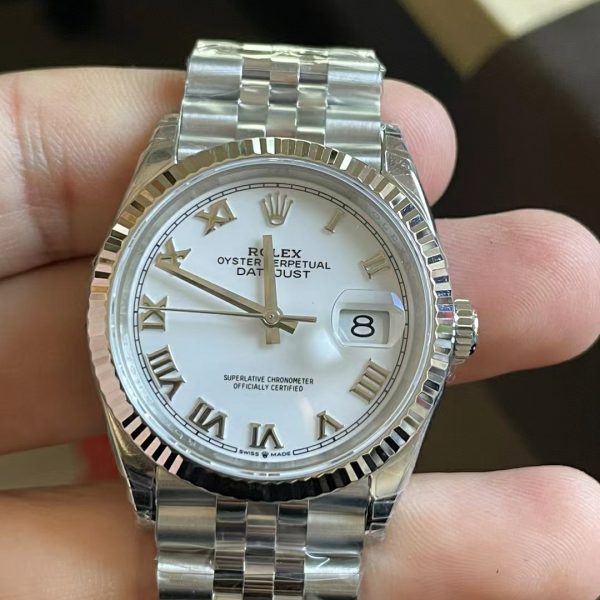 VS Factory Rolex Datejust 36mm White Roman Dial (126234) 1:1 Super Clone - DD3235 Movement