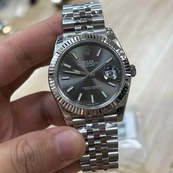 VS Factory Rolex Datejust 41mm Sunburst Slate Dial Fluted Bezel Jubilee Bracelet (126334) 1:1 Super Clone - DD3235 Movement