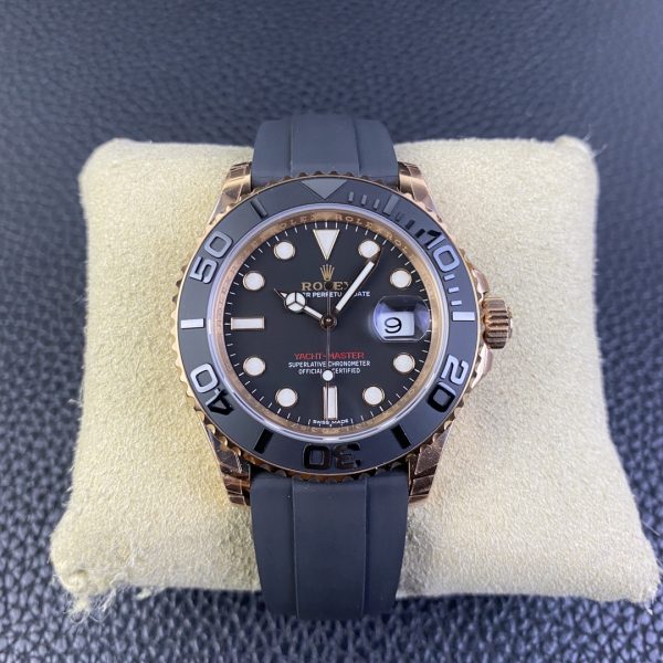 VS Factory Rolex Yacht-Master 40mm Rose Gold Matte Black Dial Ceramic Bezel Oysterflex Strap (116655) 1:1 Super Clone - DD3135 Movement