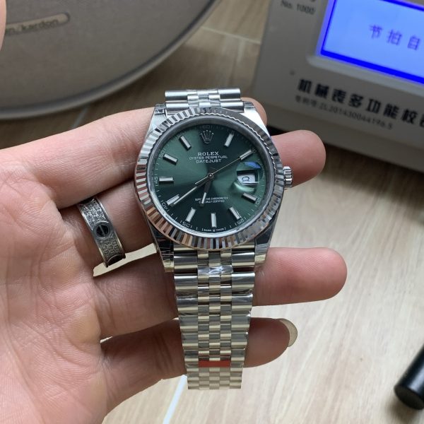 VS Factory Rolex Datejust 41mm Mint Green Sunburst Dial Fluted Bezel Jubilee Bracelet (126334) 1:1 Super Clone - DD3235 Movement