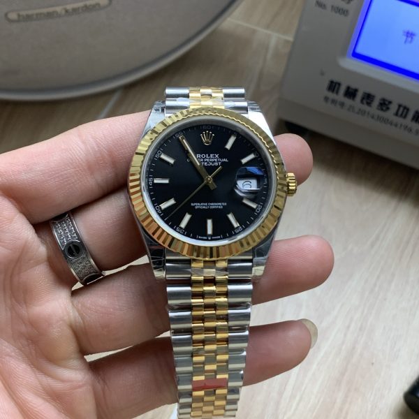 VS Factory Rolex Datejust 41mm Two-Tone Yellow Gold Black Dial Jubilee Bracelet (126333) 1:1 Super Clone - DD3235 Movement