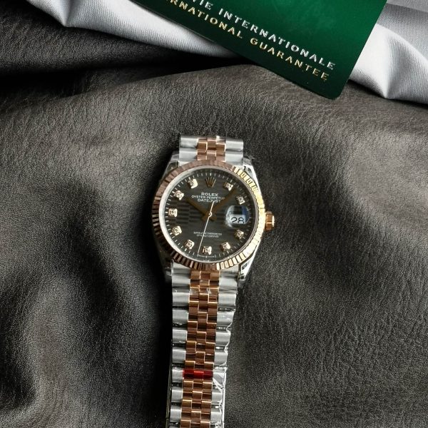 VS Factory Rolex Datejust 36 Two-Tone Everose Gold Slate Fluted Motif Diamond Dial (126231) 1:1 Super Clone - DD3235 Movement