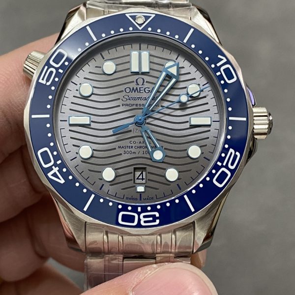 VS Factory Omega Seamaster Diver 300M 42mm Grey Wave Dial Blue Ceramic Bezel Stainless Steel Bracelet (210.30.42.20.06.001) 1:1 Super Clone - DD8800 Movement