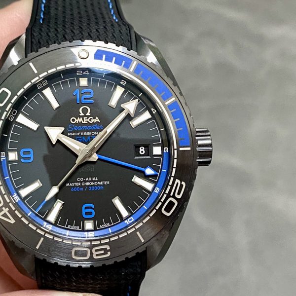 VS Factory Omega Seamaster Planet Ocean 600M GMT "Deep Black" Blue Ceramic (215.92.46.22.01.002) 1:1 Super Clone - DD8906 Movement