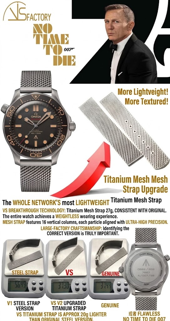 Weight comparison of the V4 Titanium bracelet vs. Genuine and older steel versions