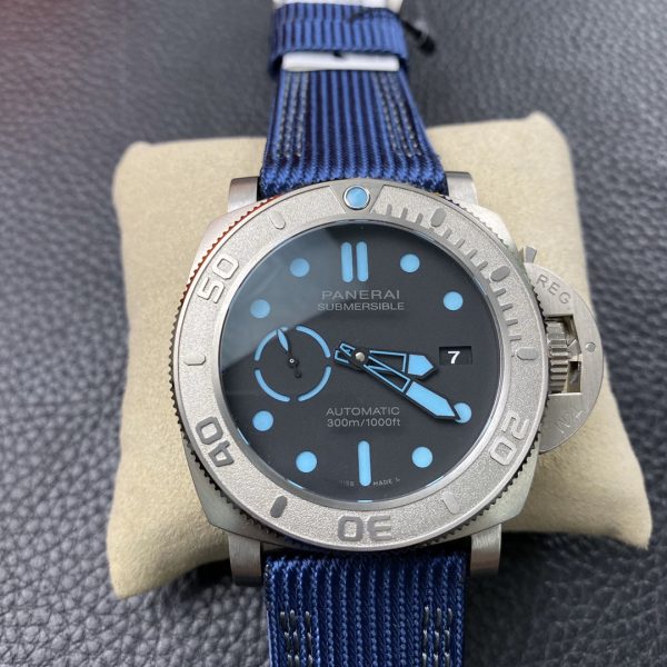 VS Factory Panerai Submersible 47mm Matte Titanium / Electric Blue Accents 1:1 Super Clone - DDP.9010 Movement