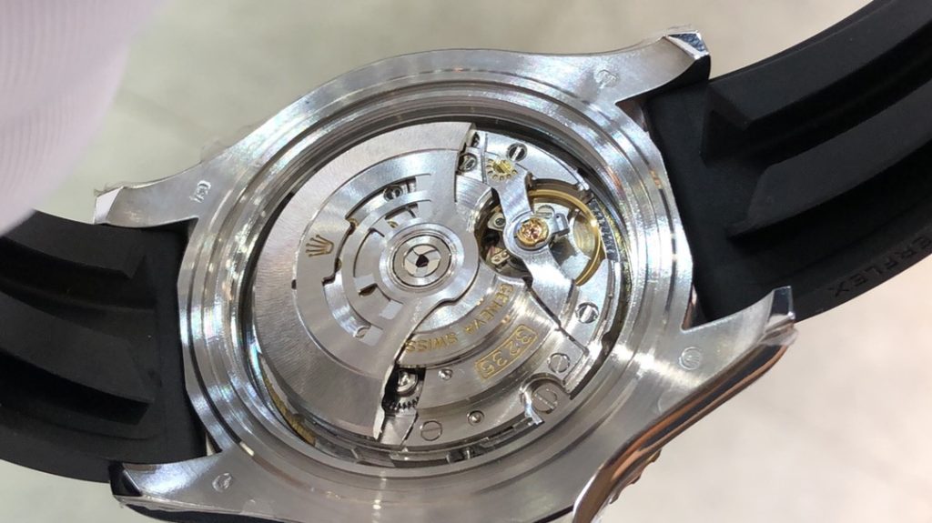 Detailed view of the VSF Dandong 3235 movement showing exact genuine bridge layout and finishing