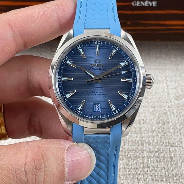 VS Factory Omega Seamaster Aqua Terra 150M 41mm Blue Dial Light Blue Rubber Strap (220.12.41.21.03.002) 1:1 Super Clone - DD8900 Movement