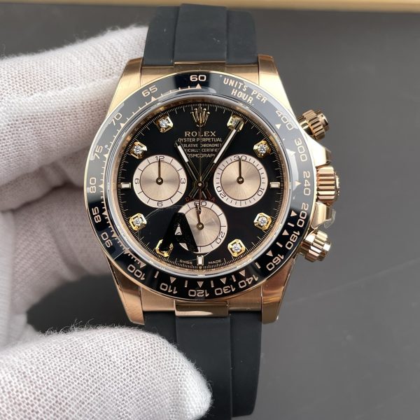 VS Factory Rolex Cosmograph Daytona "Black Diamond" Everose Gold Rubeer Strap(126515LN) 1:1 Super Clone - DD4131 Movement