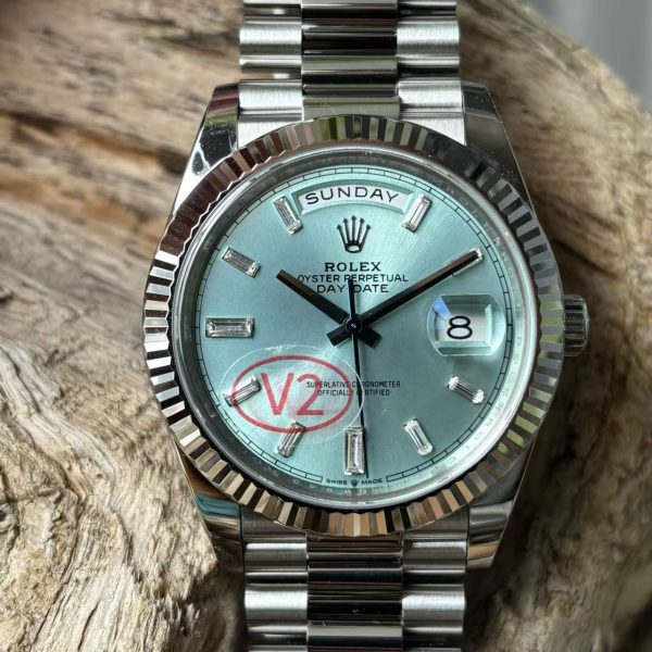 VS Factory Rolex Day-Date 40 Ref. 228236 "Platinum Ice Blue" V2 Upgrade 1:1 Super Clone - DD3255 Movement