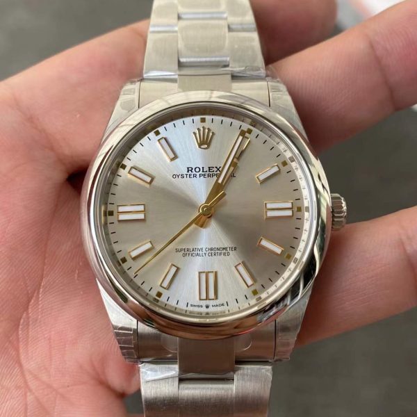 VS Factory Rolex Oyster Perpetual 41mm Silver Dial Smooth Bezel(124300）1:1 Super Clone - DD3230 Movement