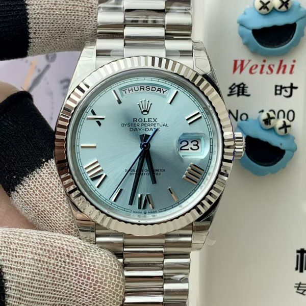 VS Factory Rolex Day-Date 40 Platinum Ice Blue Dial (228236) 1:1 Super Clone - DD3255 Movement