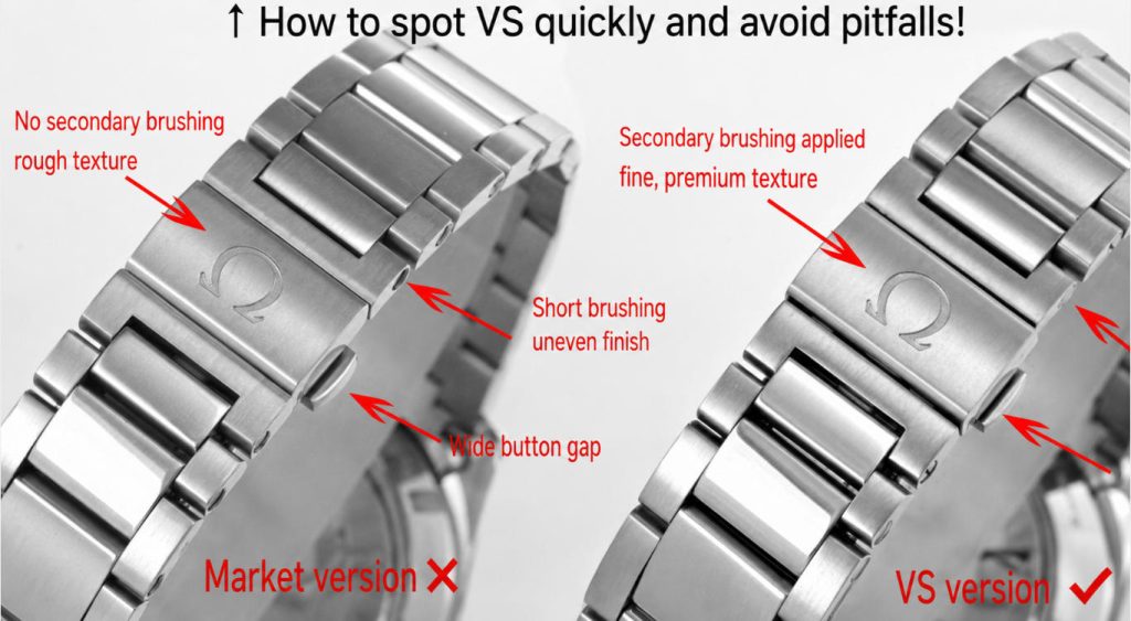 Bracelet brushing, screw depth, and clasp pusher width comparison