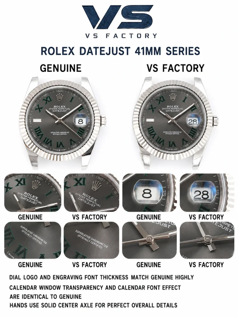 VSF vs Genuine Dial and Hands Detail Comparison