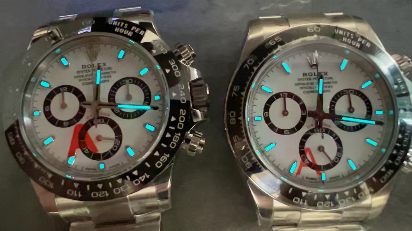VS Factory Daytona 126500LN vs 116500LN Chromalight Lume Test