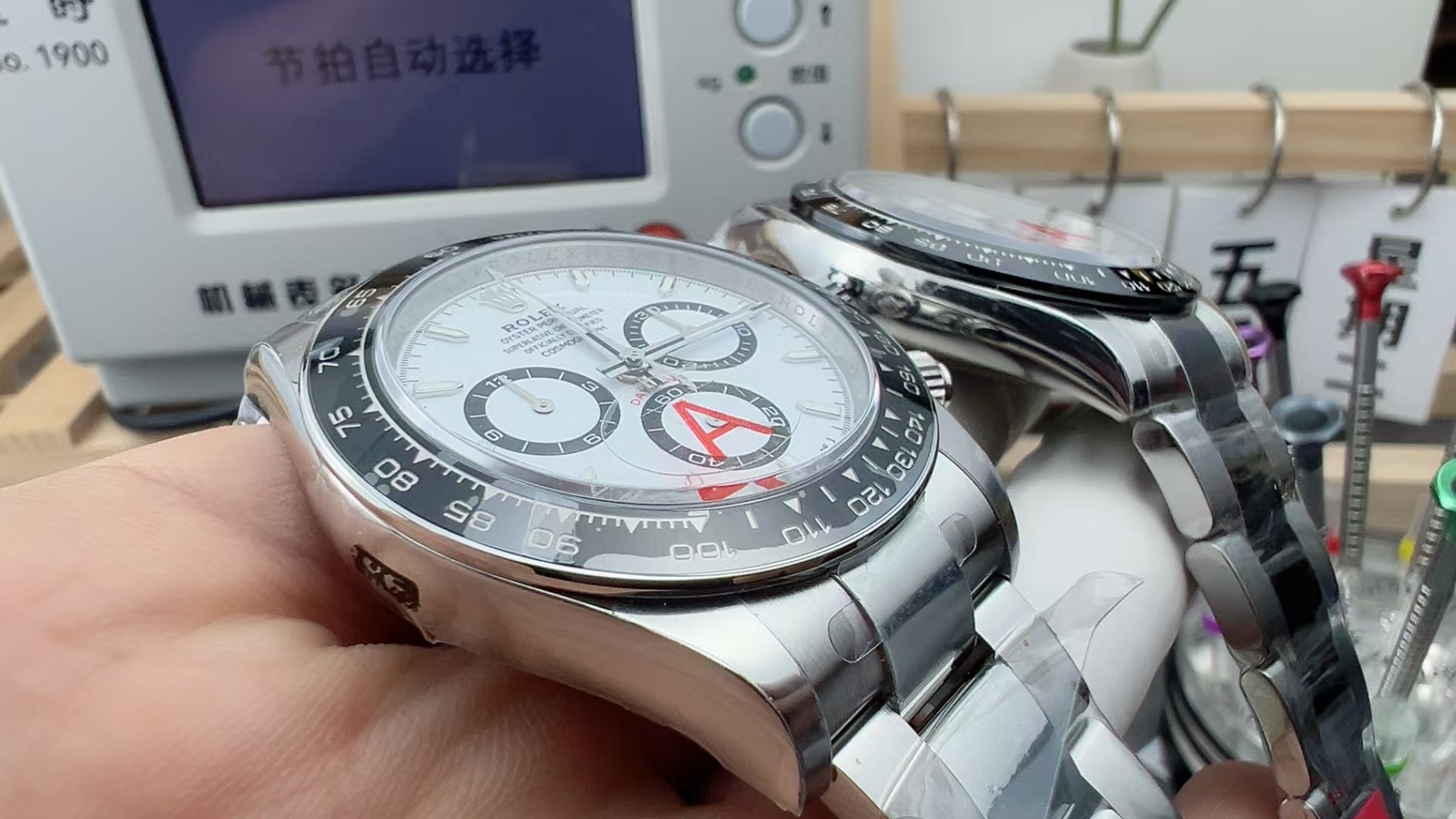 VS Factory Daytona Bezel Profile Comparison Steel Ring vs Ceramic Edge