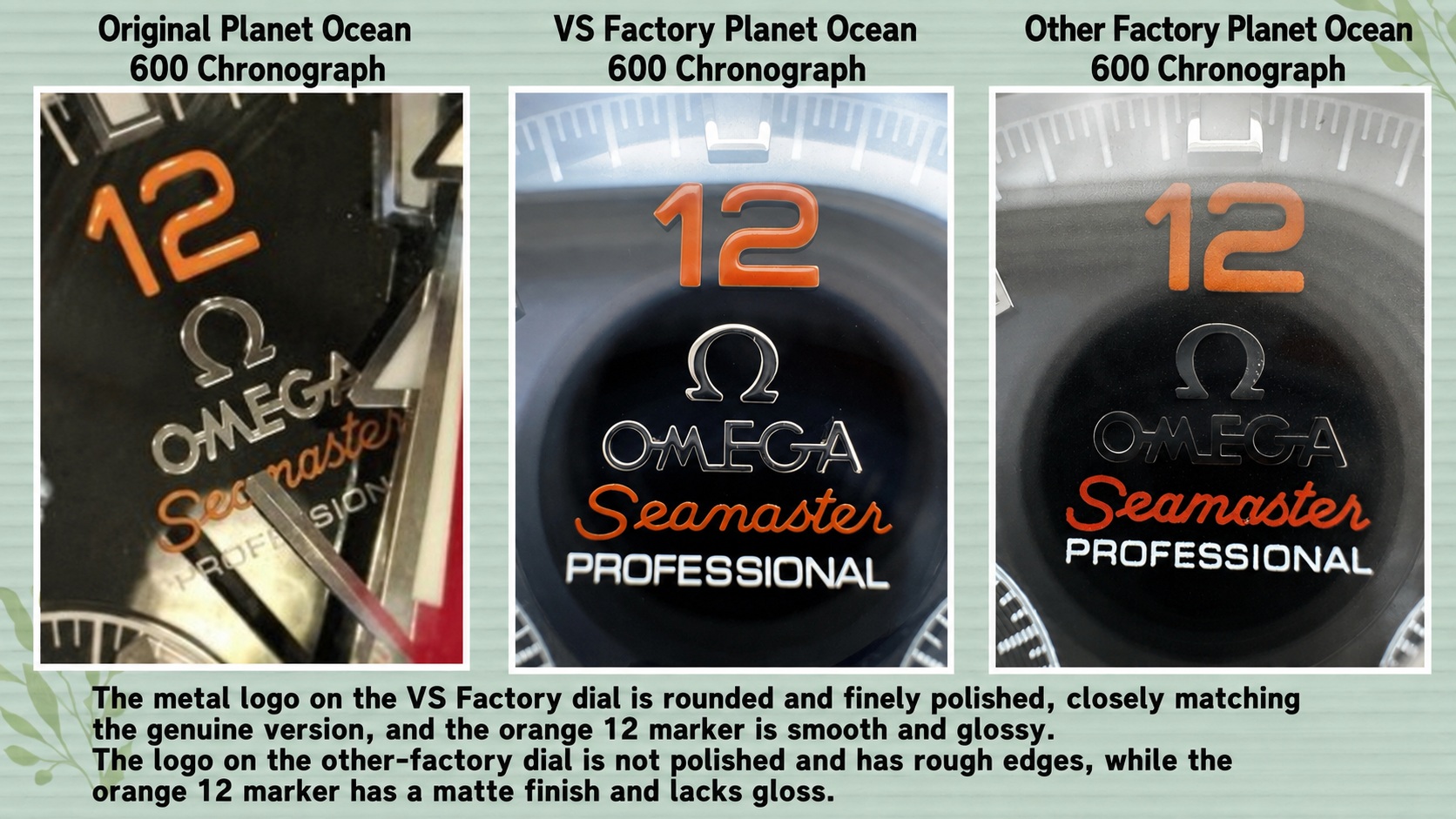 VS Factory vs Budget Batch Rear Lug Globe Symbol and Serial Engravings