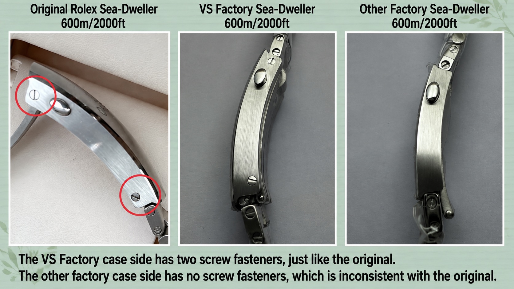 VS Factory vs Budget Version Sub-Dial Sunken Depth Comparison